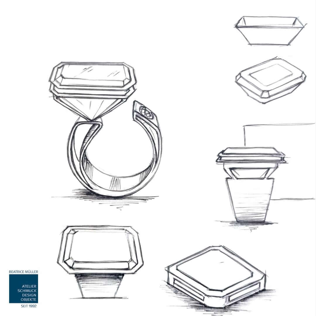 Technische Zeichnung von einem Ring Design