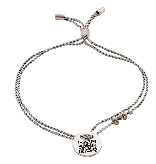 Bracelet QR-Code I LOVE YOU en argent 925 plaqué palladium blanc